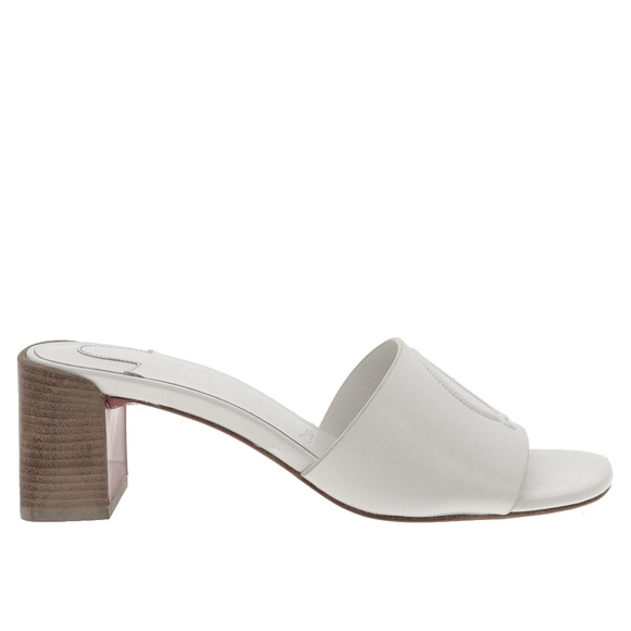 Christian Louboutin So CL Mule 55 White Leather Sandals Size 39 New - Picture 2 of 7